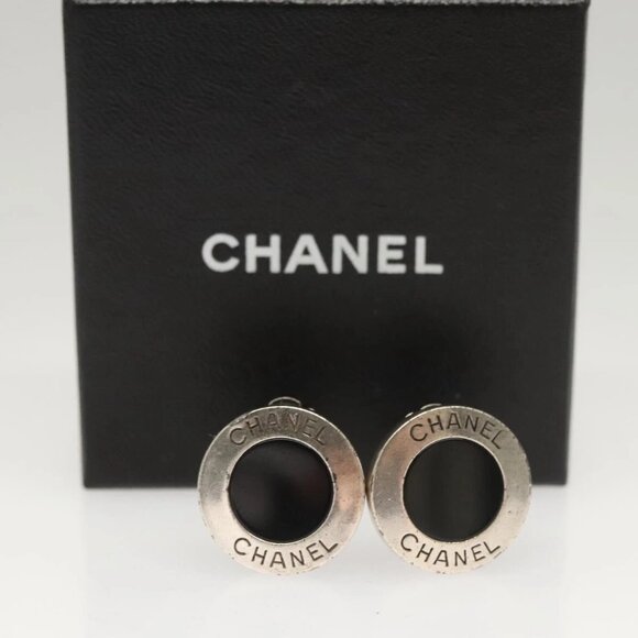 CHANEL Earring metal Silver CC Auth ac3797 - Picture 1 of 10